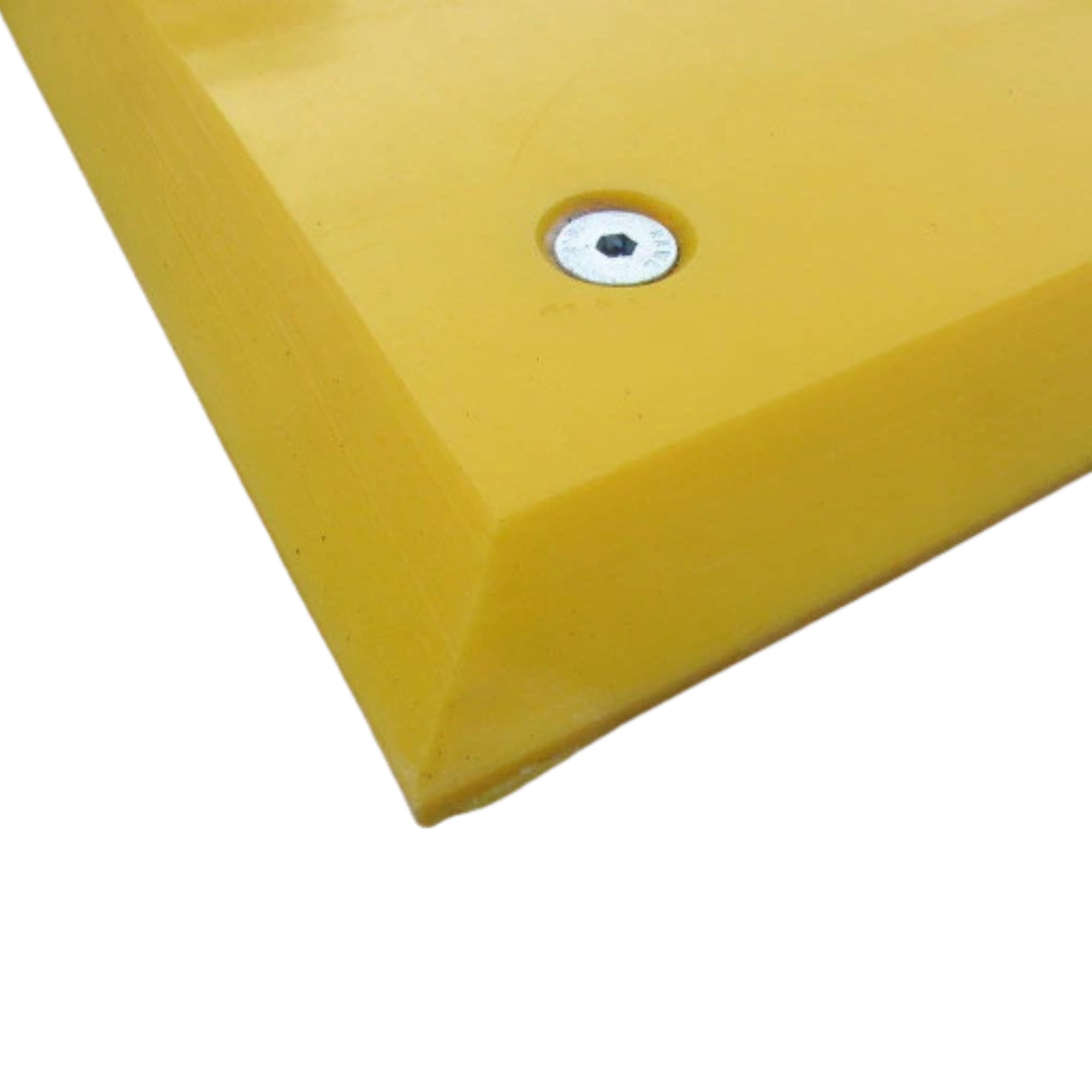 Yellow Trailer Plate close up view with screws