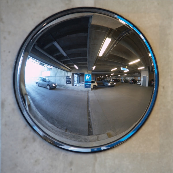Round mirror in carpark