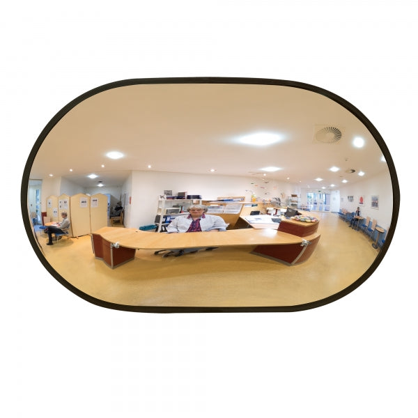 Oval mirror in office