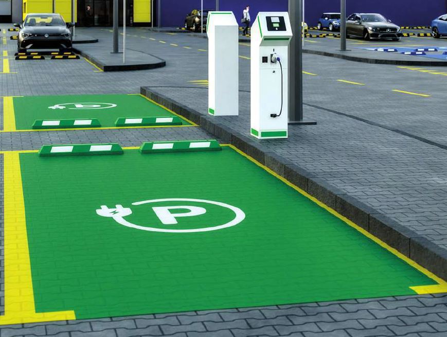 XPT Wheel Stop at an EV charging point