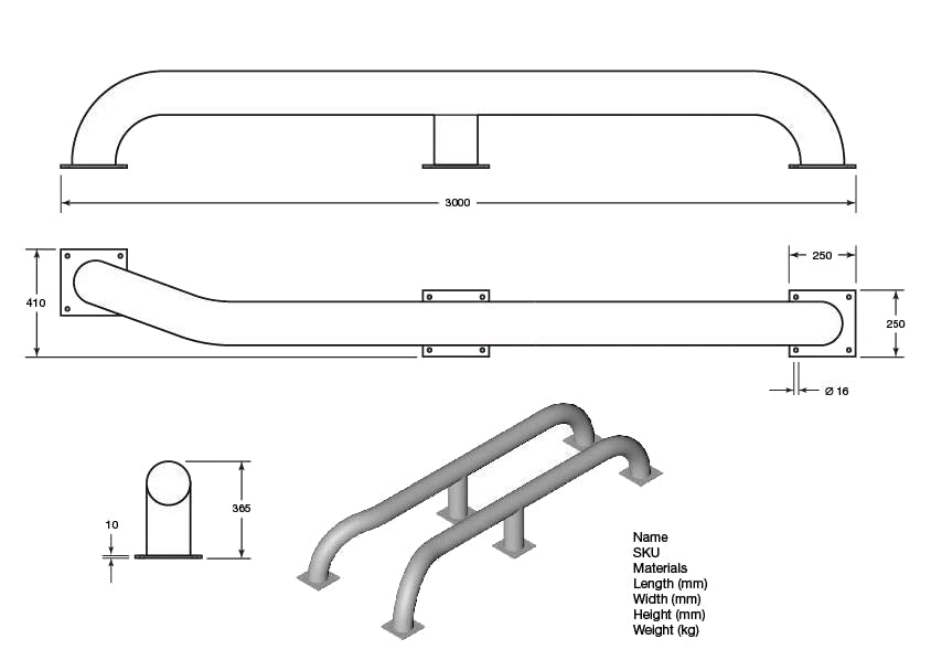 Cranked Wheel Guide Pairs (3 Metre)