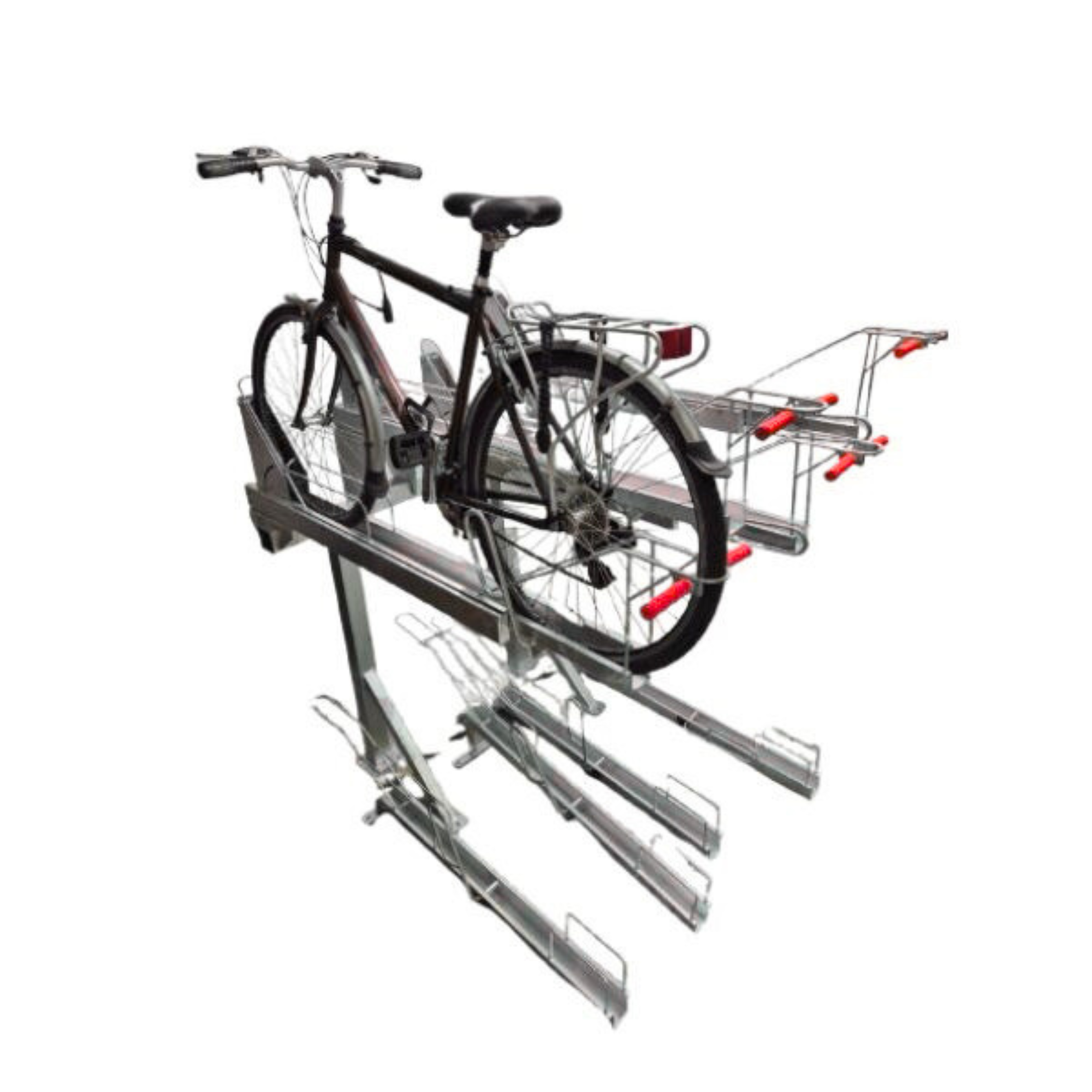 DoubleDeck Two-Tier Bike Rack With Red Handles