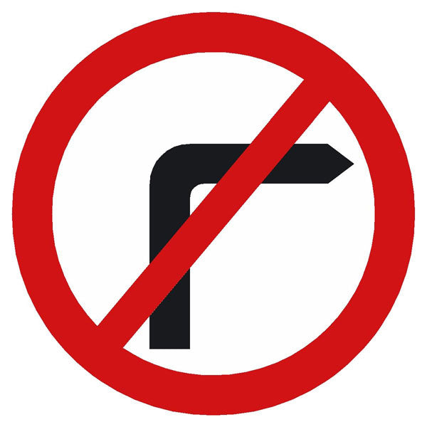 No Right Turn Safety Sign