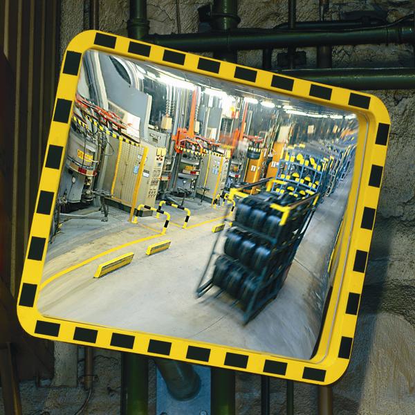 Convex mirror in warehouse