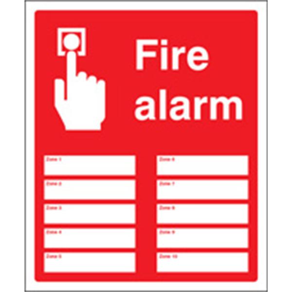 10 Fire Alarm Zones Sign