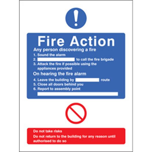 No Lift In Building Fire Action Sign