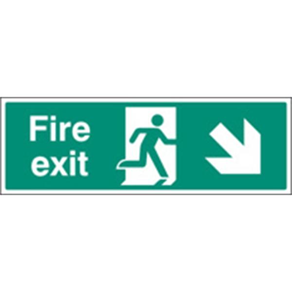 Fire Exit Down and Right Emergency Escape Sign