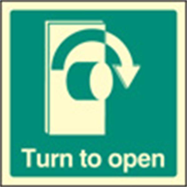 Turn to Open - Right Emergency Sign