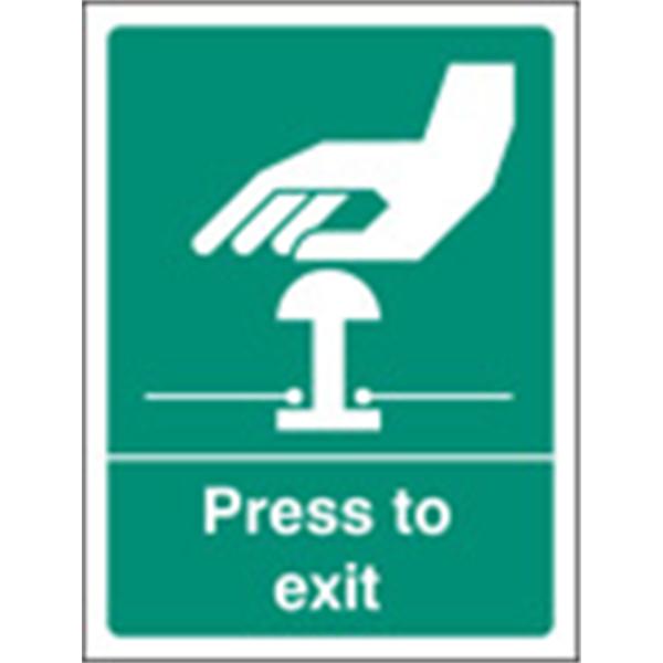 Press to Exit Emergency Sign