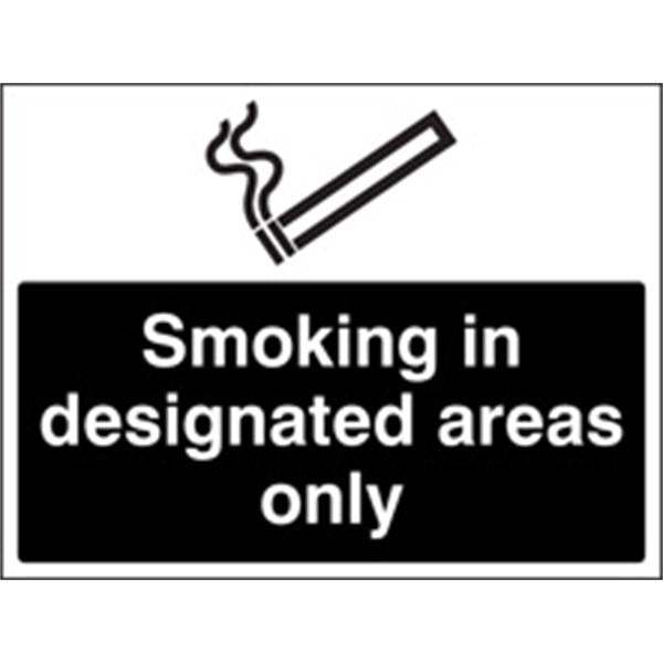 Smoking in Designated Areas Only Safety Sign