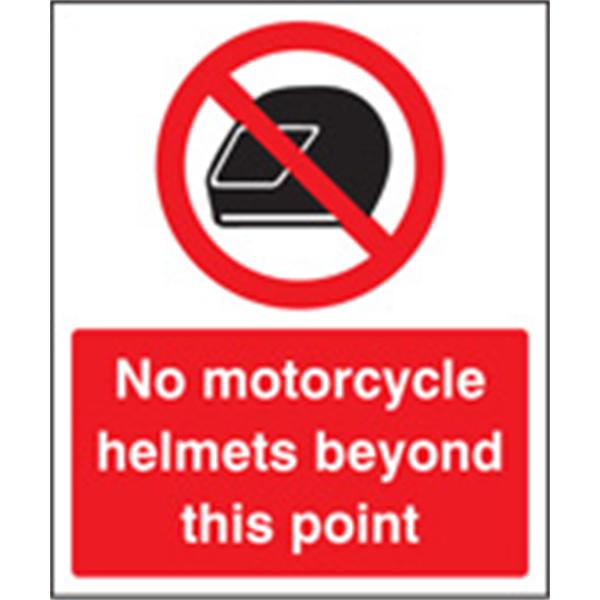 No Motorcycle Helmets Beyond This Point Prohibition Sign