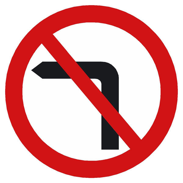 No Left Turn symbol Safety Sign