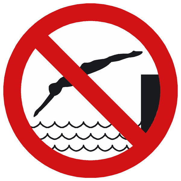 prohibition symbol diving 100 x 100mm sign