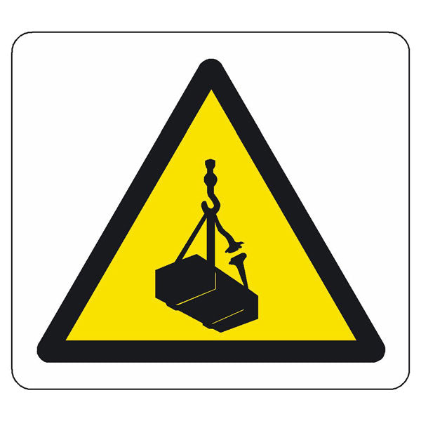 warning symbol only overhead load 100 x 100mm sign